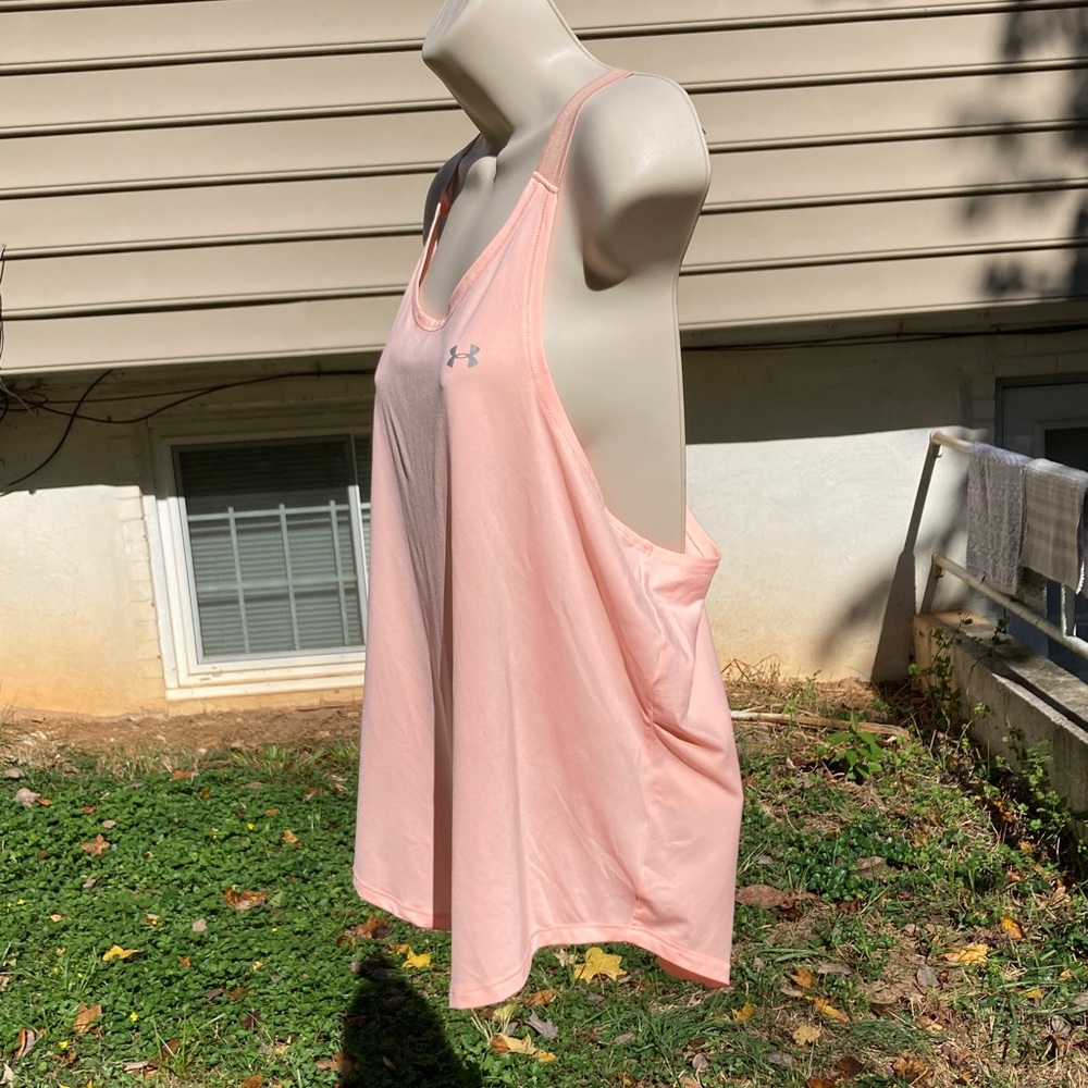 UNDER ARMOUR Heat Gear Loose Fit Lightweight Peach Tank Top Womens Large - Picture 2 of 9